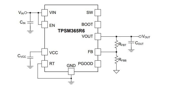 原理图 - Texas Instruments TPSM365Rx同步降压转换器电源模块